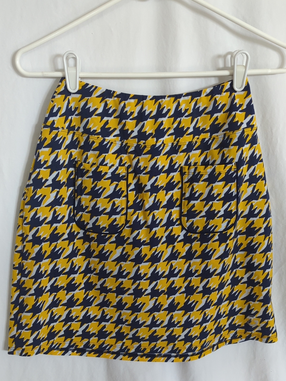 Foray Golf Houndstooth Patch Pocket Skort Yellow Navy XS Tall Skirt